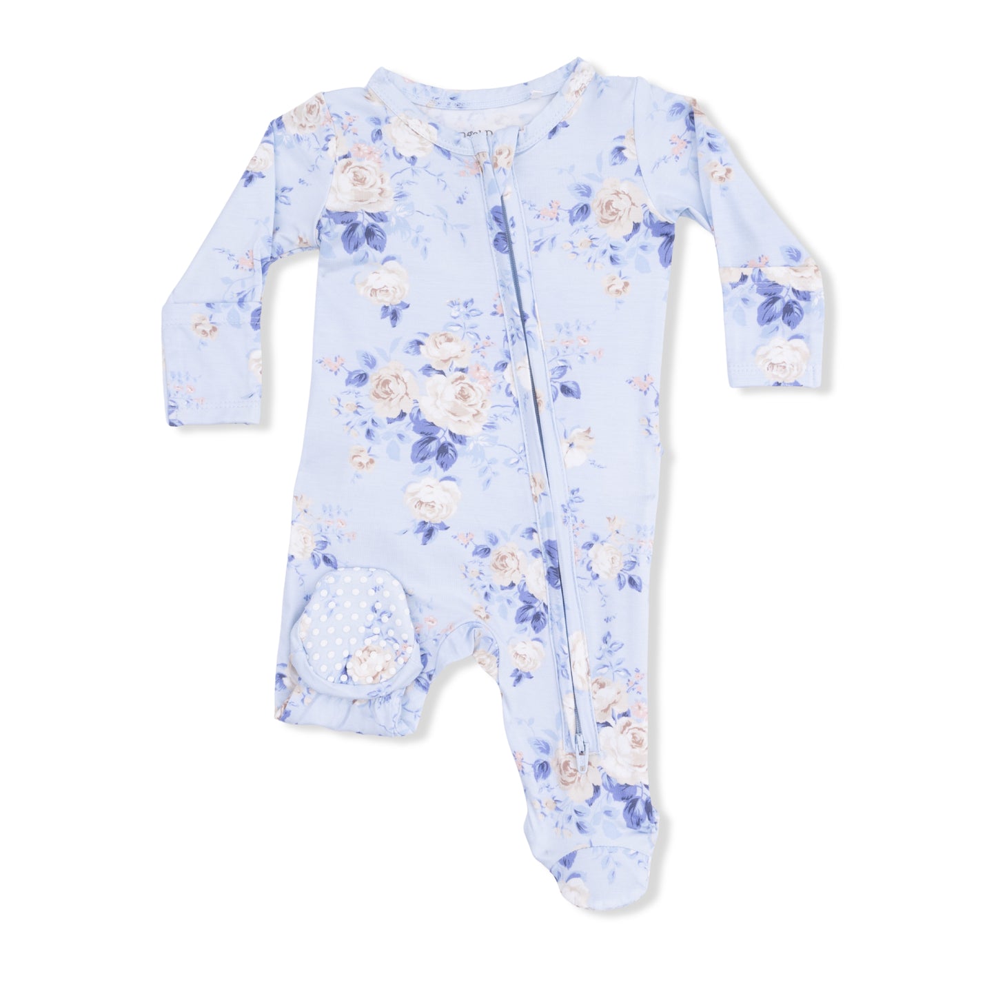 Ruffle Back Zipper Footie, Ashley Rose Floral