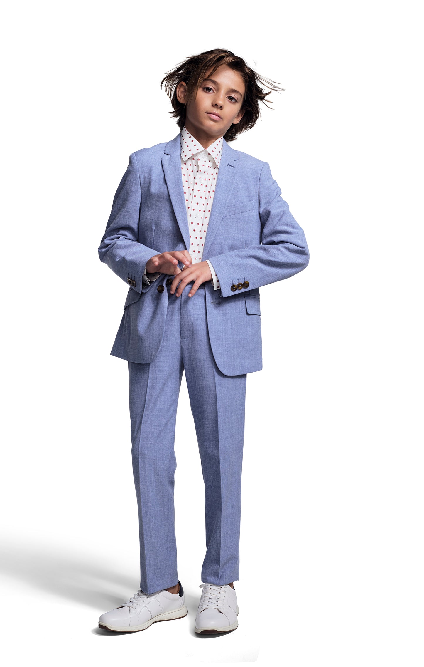 2-Pc Stretchy Mod Suit, Pacific Blue