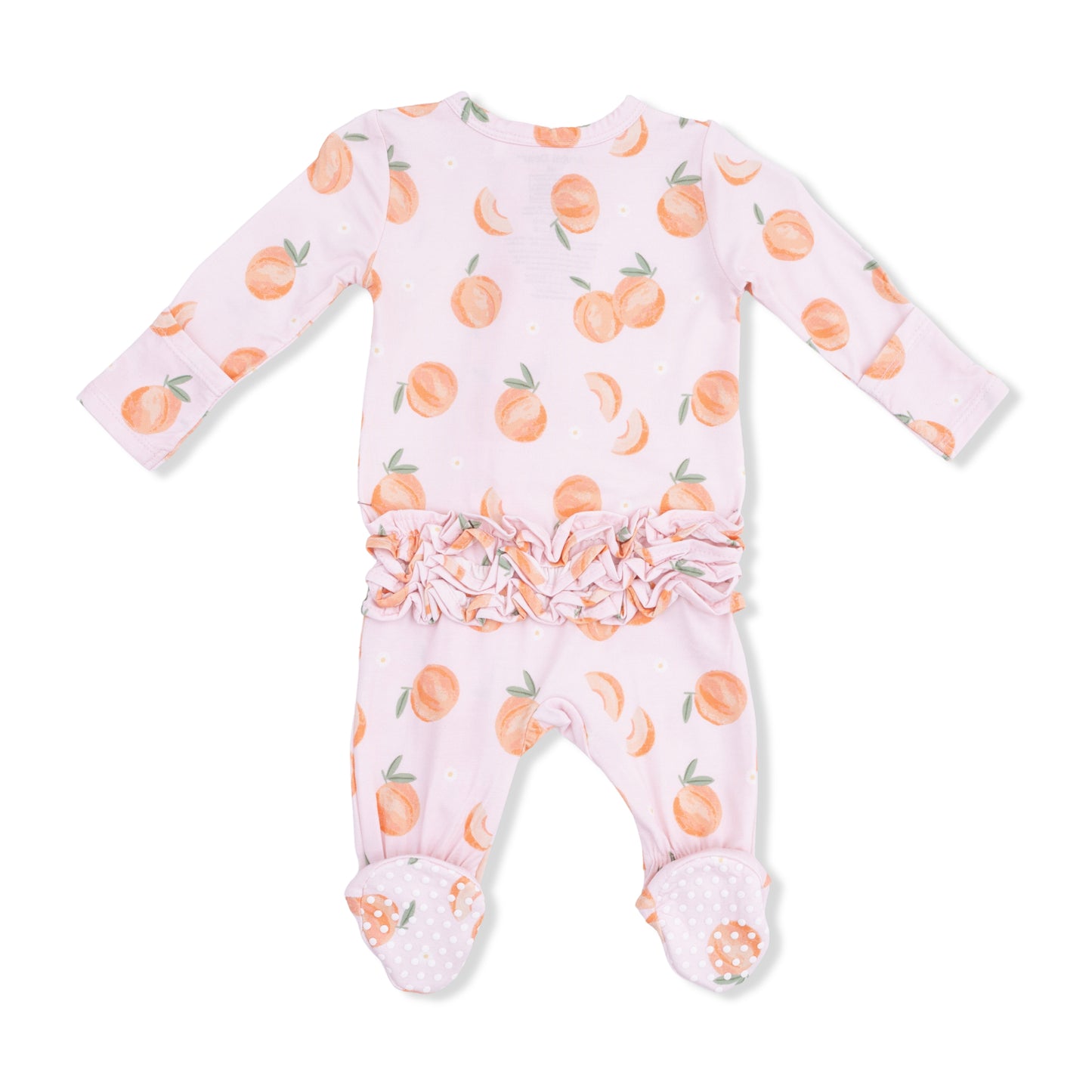 Ruffle Zip Footie, Sweet Peach