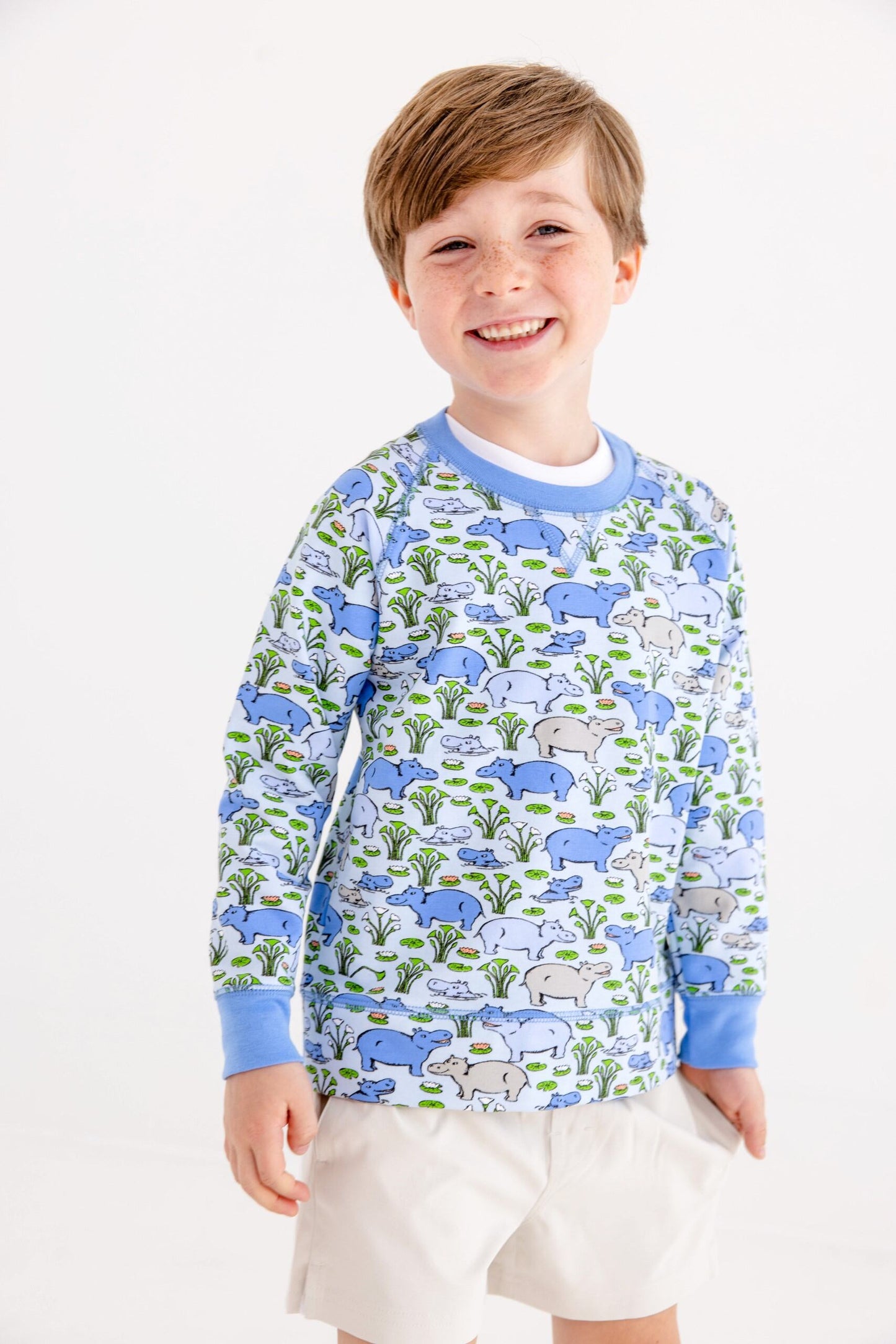 Cassidy Comfy Crewneck, Bal Harbour Hippo
