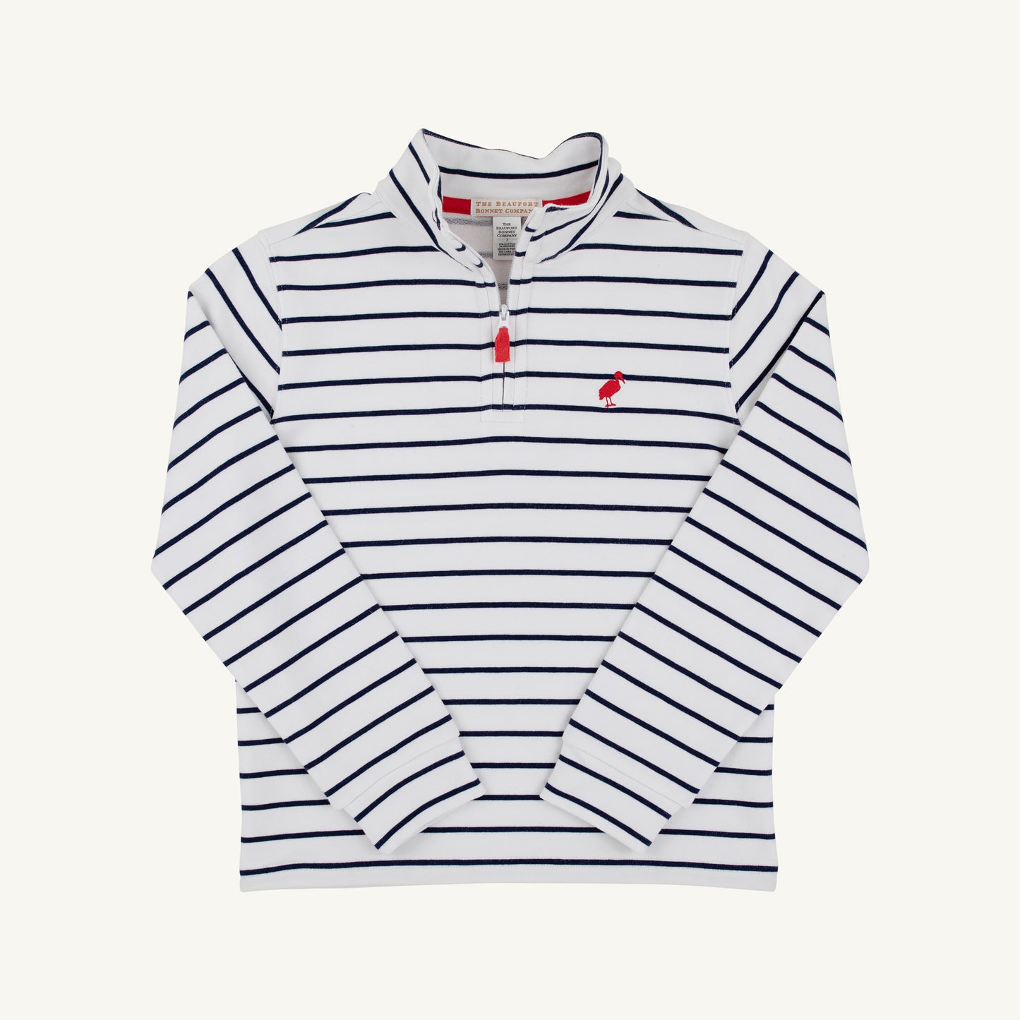 Hayword Half Zip, White/Navy Stripe
