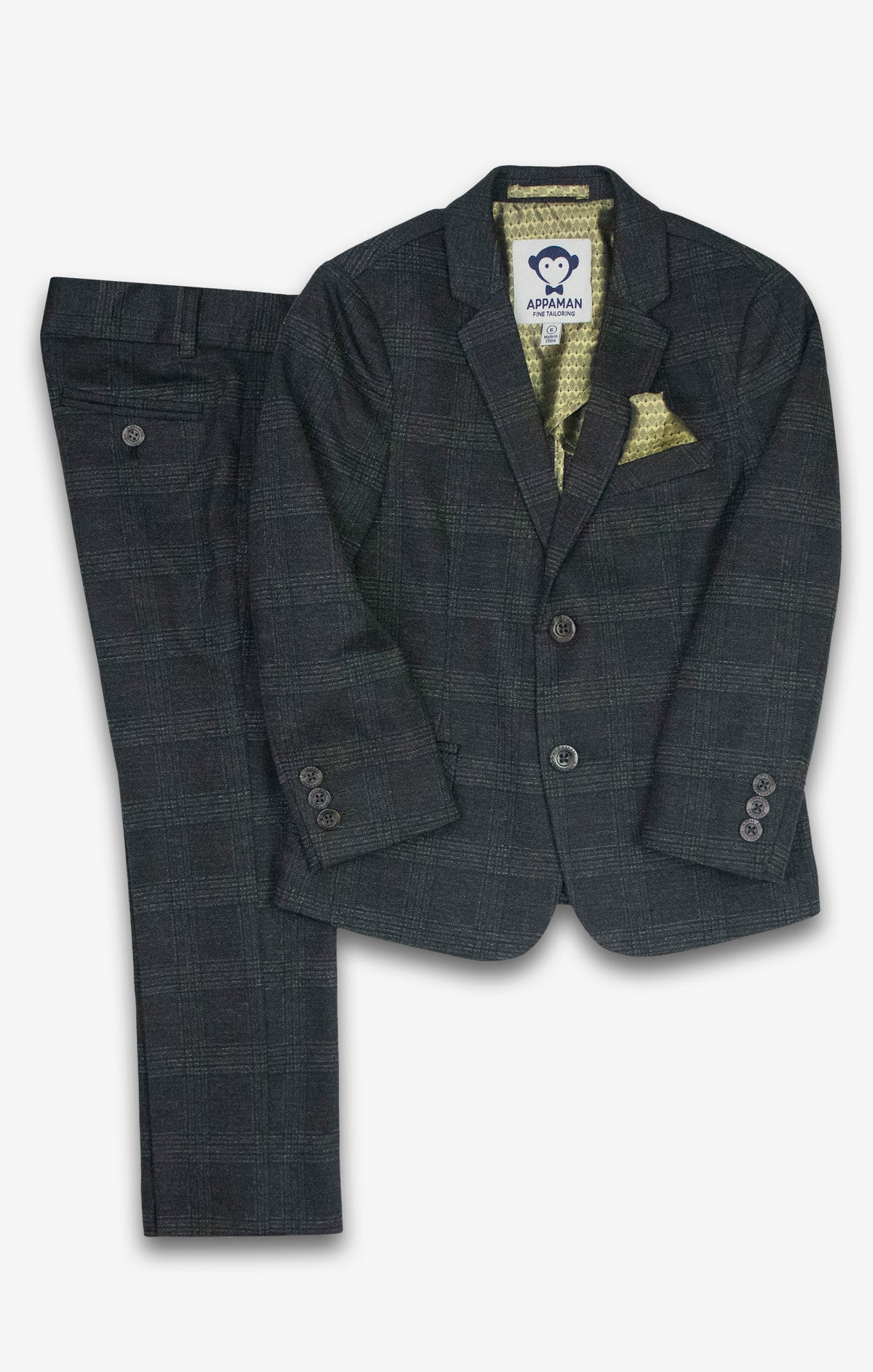 2-Piece Stretchy Mod Suit, Black Isle Tartan