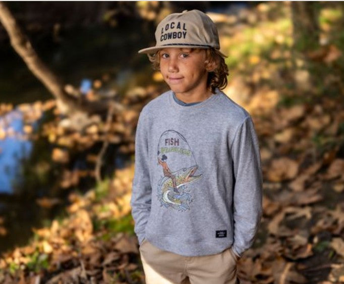 Fish Wrangler Hacci Pullover, Heather Gray