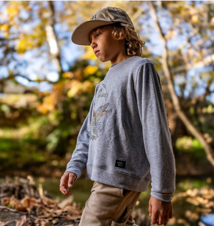 Fish Wrangler Hacci Pullover, Heather Gray