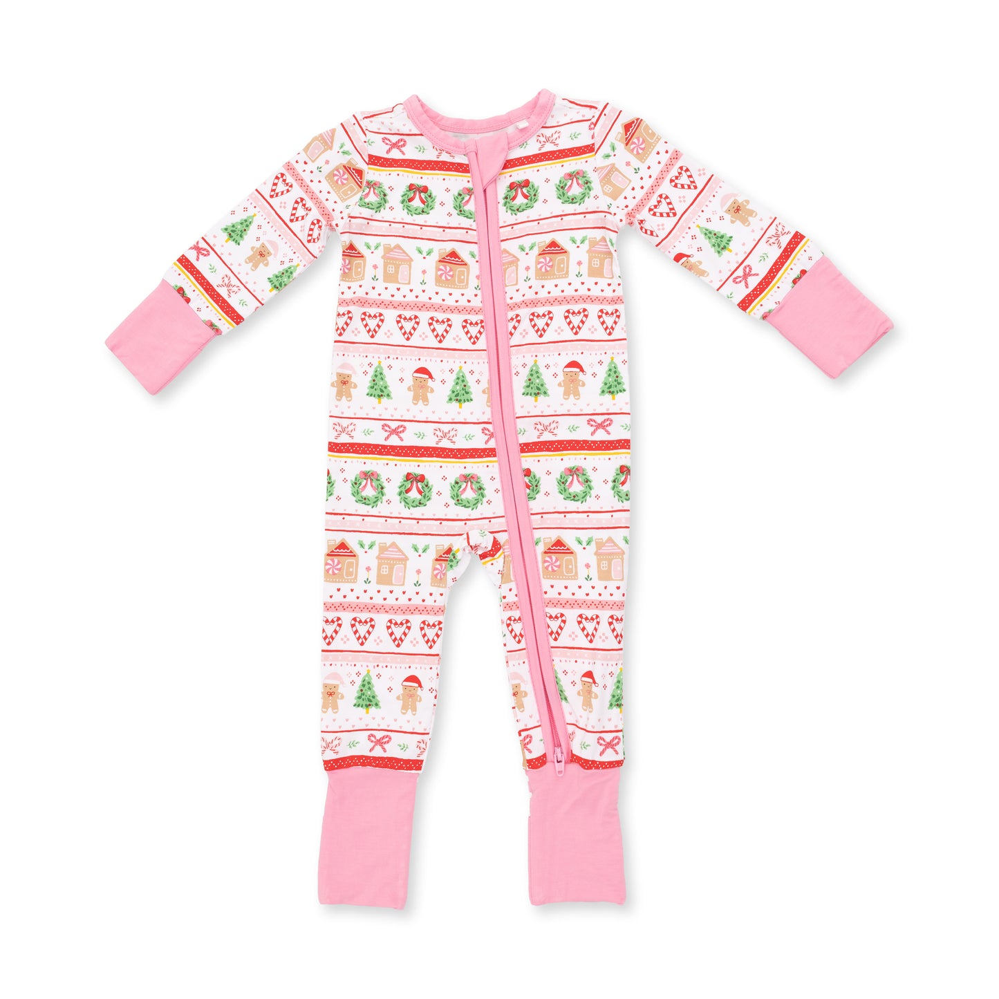 Conv. Romper, Gingerbread Fairisle Pink