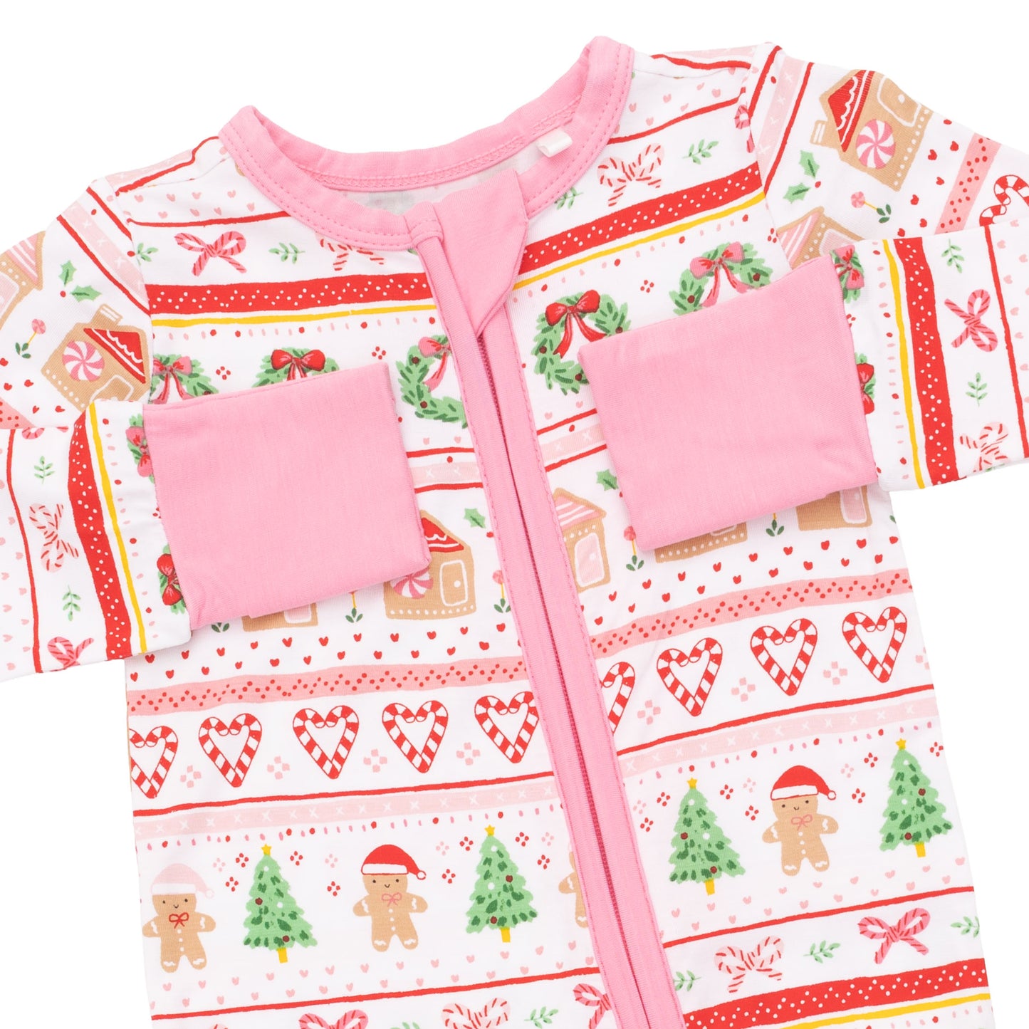 Conv. Romper, Gingerbread Fairisle Pink