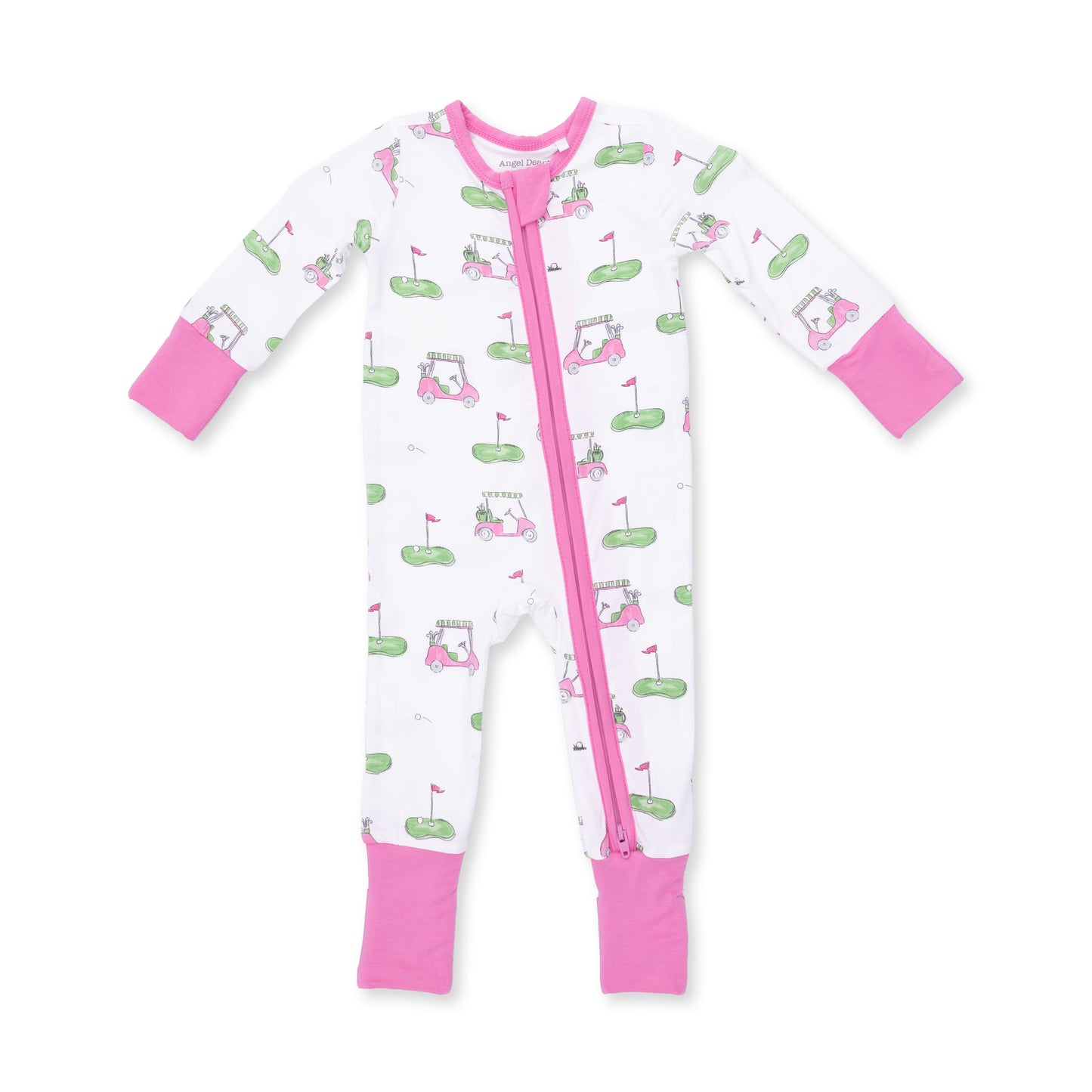 Conv. Romper, Golf Carts Pink