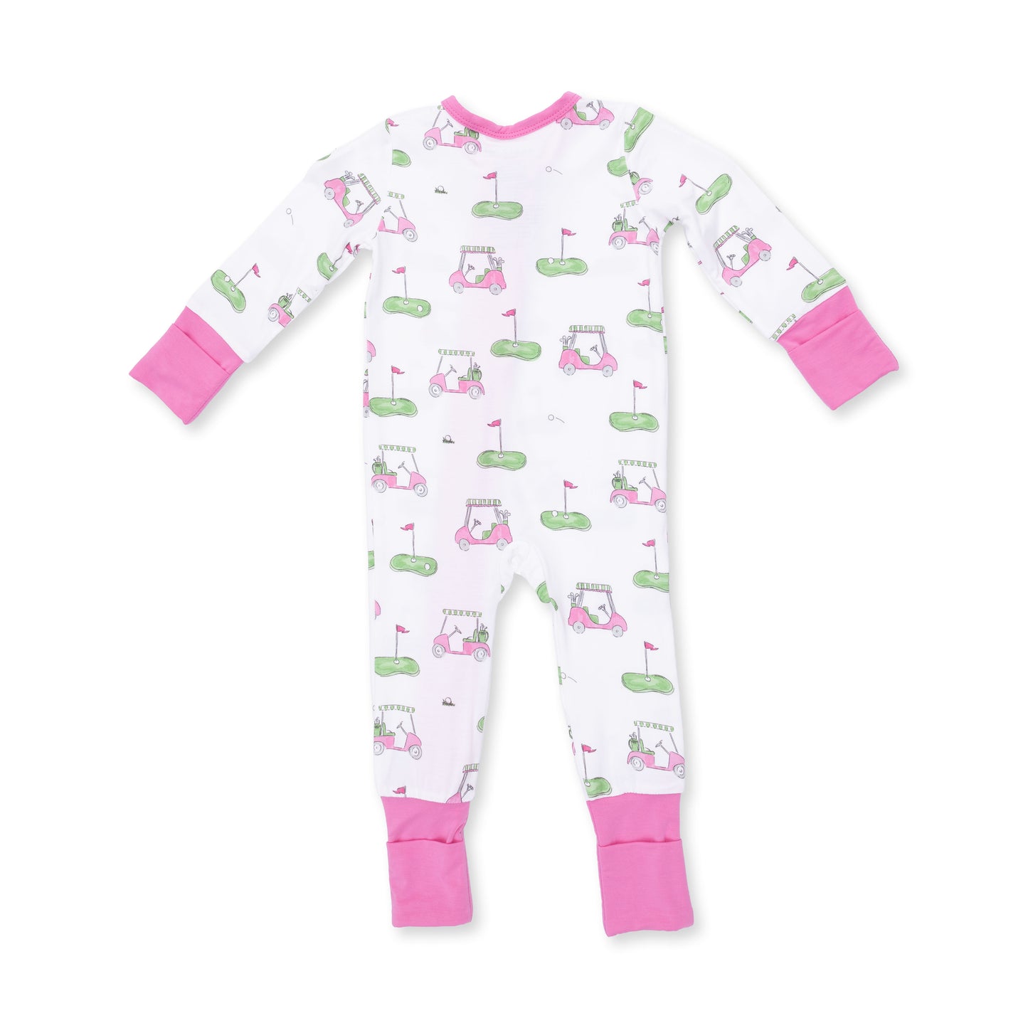 Conv. Romper, Golf Carts Pink
