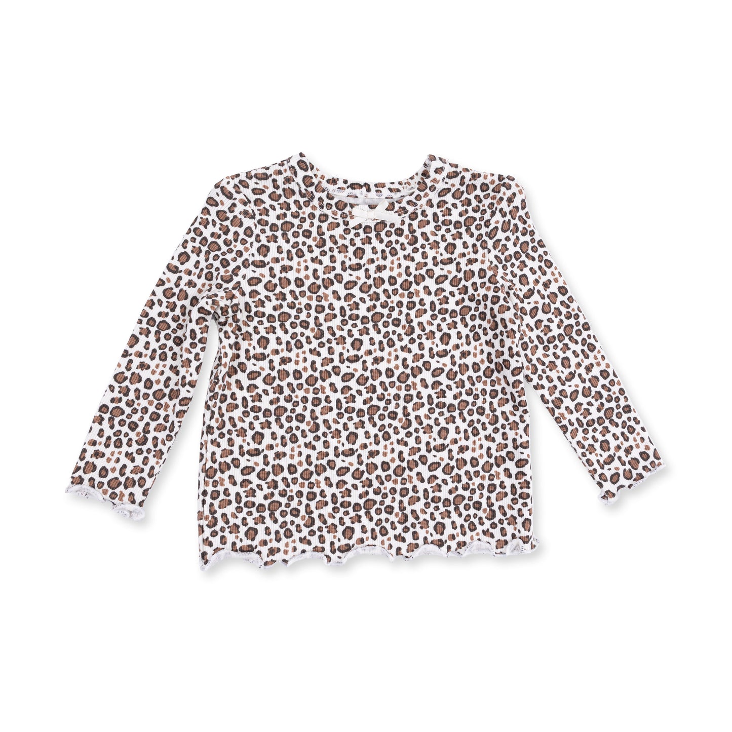 L/S Lettuce Edge Tunic Top, Leopard Rib