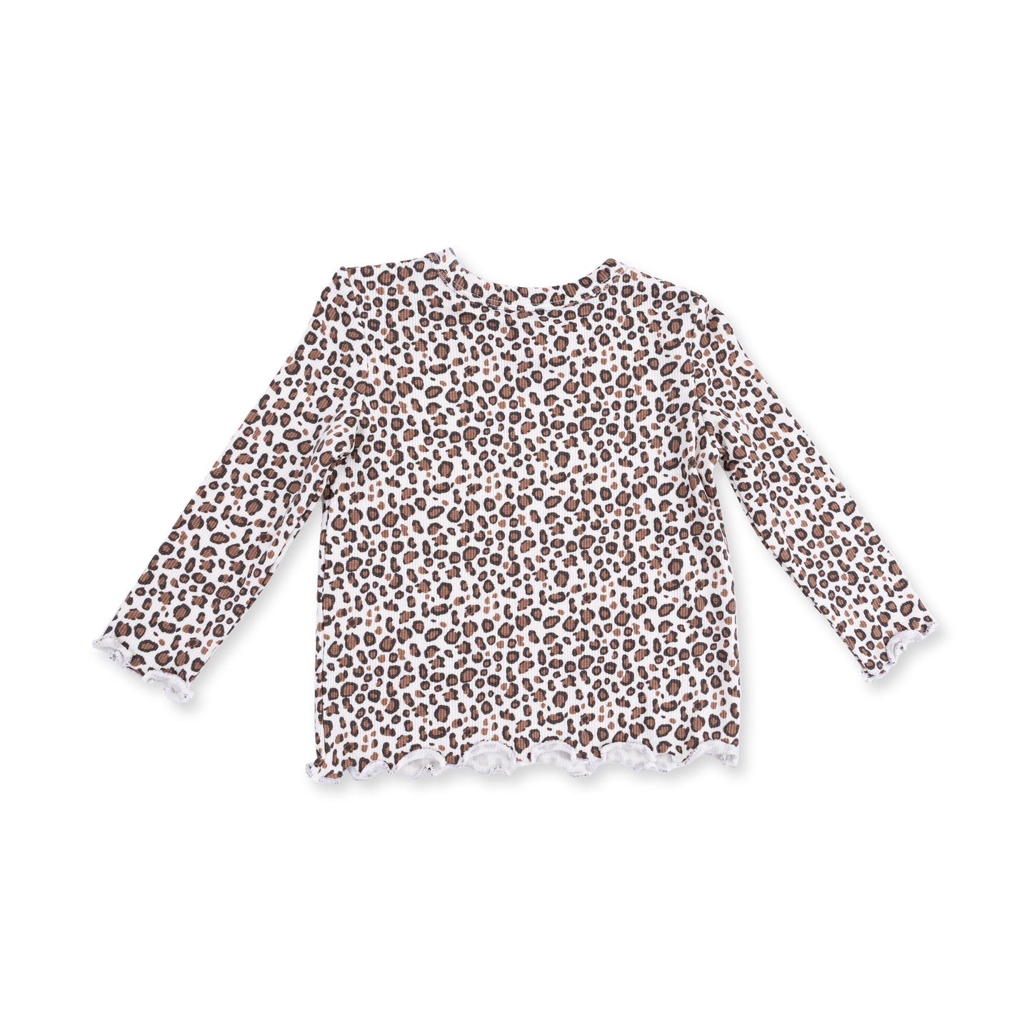 L/S Lettuce Edge Tunic Top, Leopard Rib