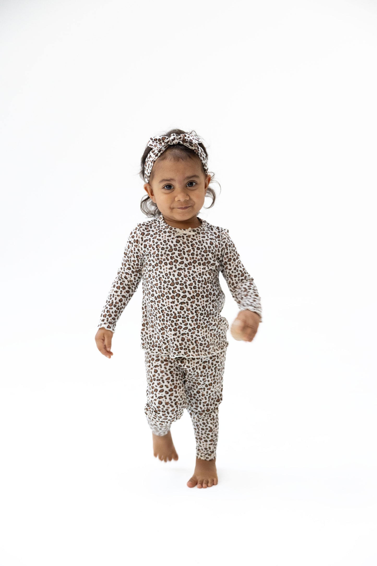 L/S Lettuce Edge Tunic Top, Leopard Rib