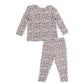 L/S Ruffle Top & Pant Set, Leopard Rib
