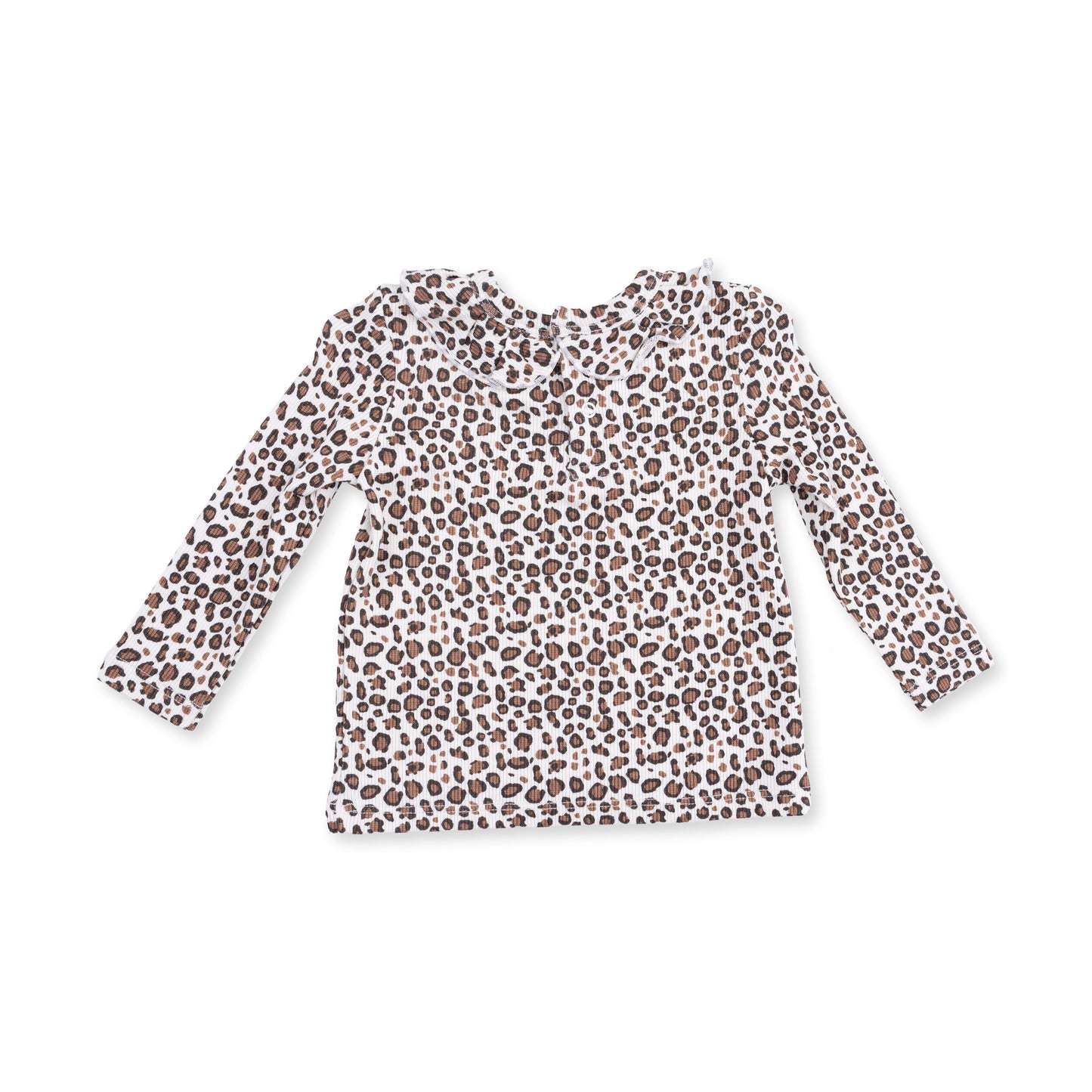 L/S Ruffle Top & Pant Set, Leopard Rib