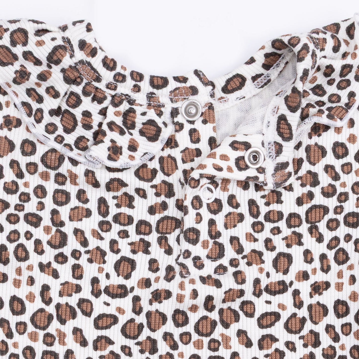 L/S Ruffle Top & Pant Set, Leopard Rib