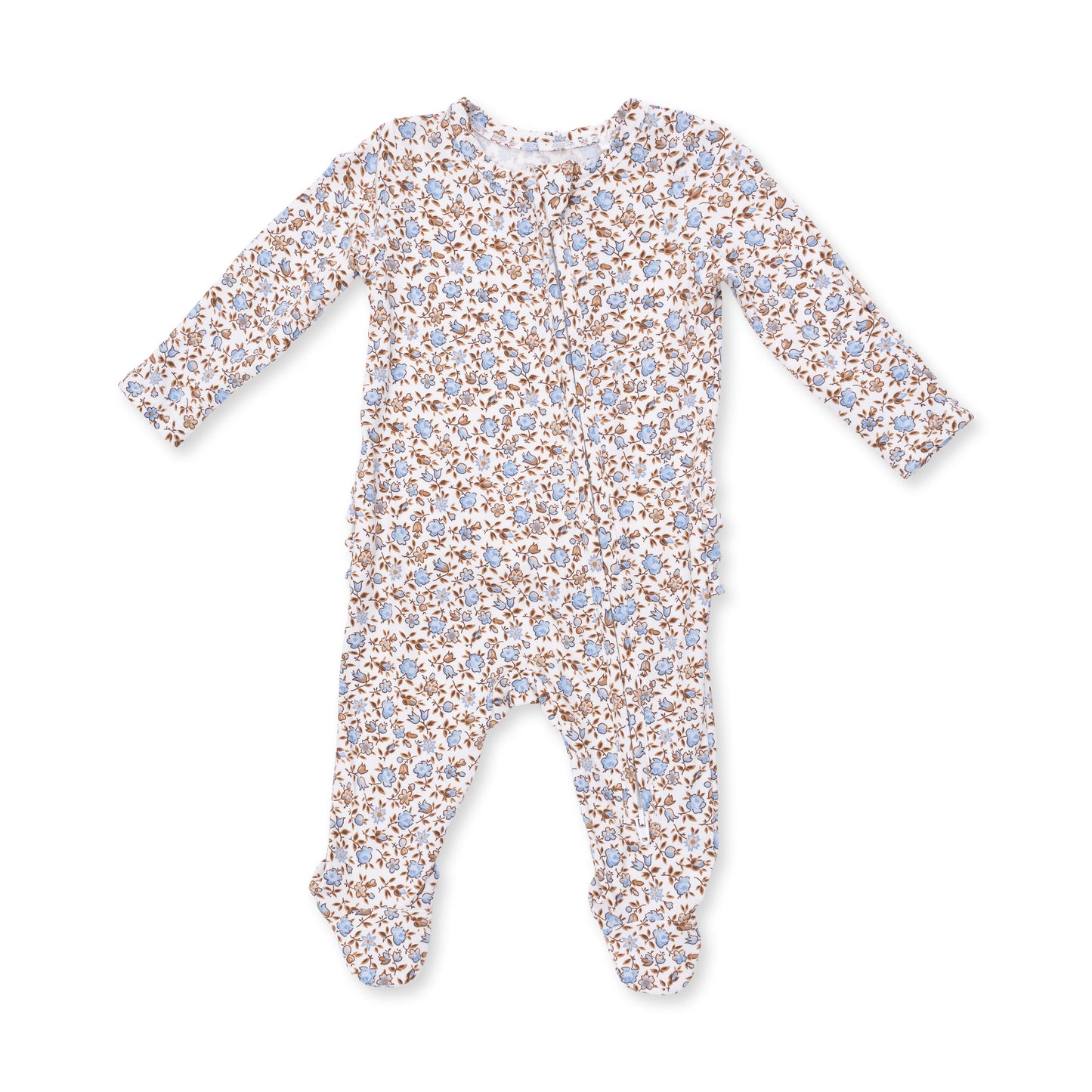 Ruffle Zip Footie, Hazel Floral
