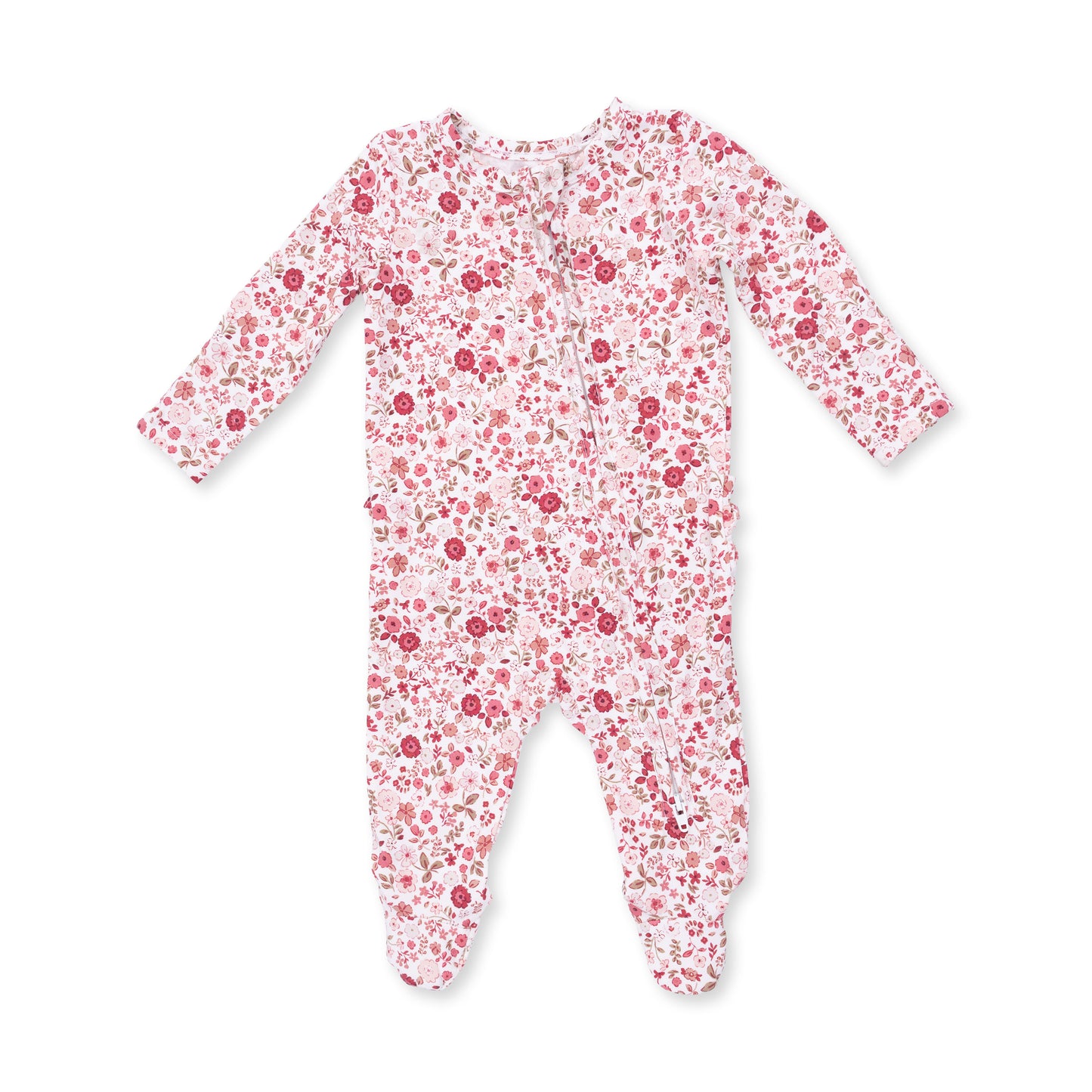 Ruffle Zip Footie, Serene Floral