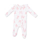 Ruffle Sleeve Zip Footie, Pretty Bows