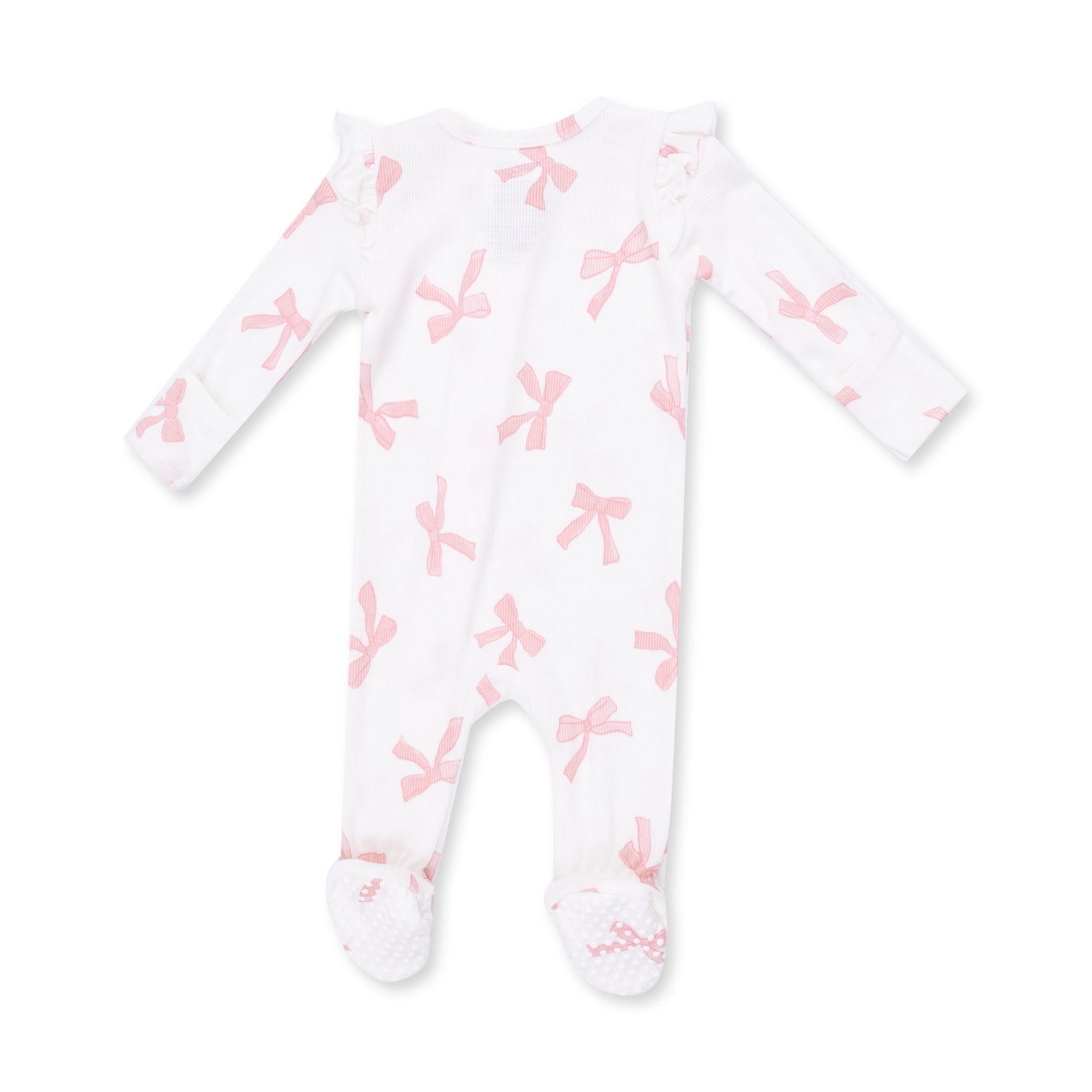 Ruffle Sleeve Zip Footie, Pretty Bows