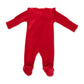 Ruffle Sleeve Zip Footie, Velour Holiday Red