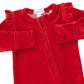 Ruffle Sleeve Zip Footie, Velour Holiday Red