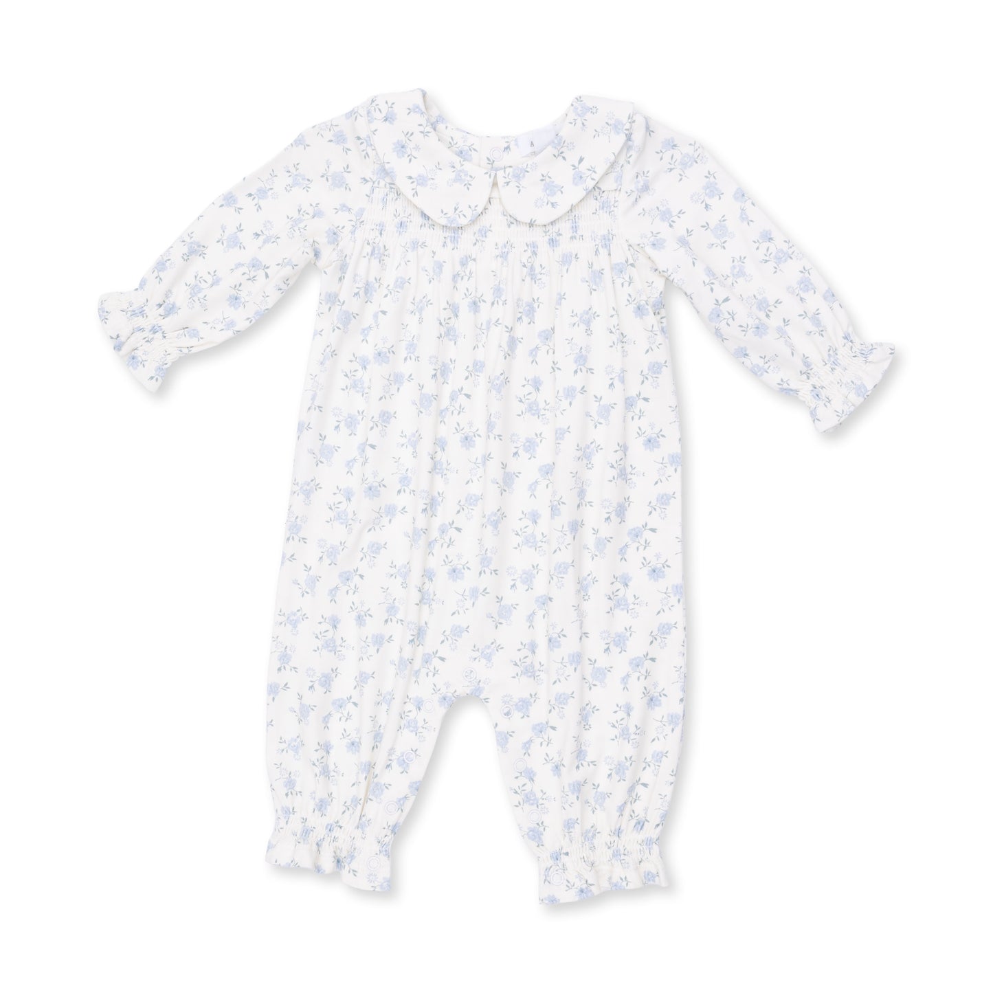 Smocked L/S Romper, Rose Briar