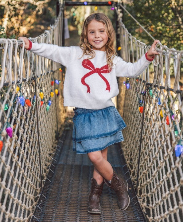 Camille Bow Sweater, Ivory