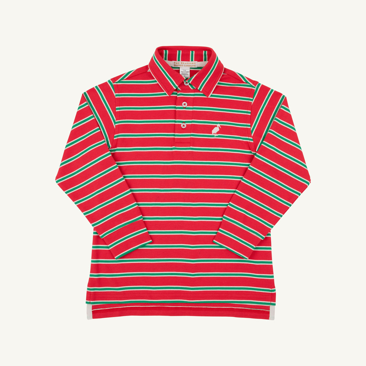 L/S Prim and Proper Polo and Onesie, Red/Green Stripe