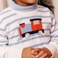 Isaac's Intarsia Sweater, Barrington Blue Stripe w/Train