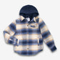 Glen Hooded Shirt, Blue Herringbone Plaid