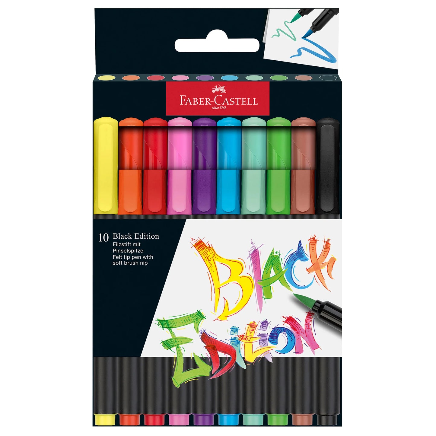Black Edition Felt Tip Brush Pens 10ct