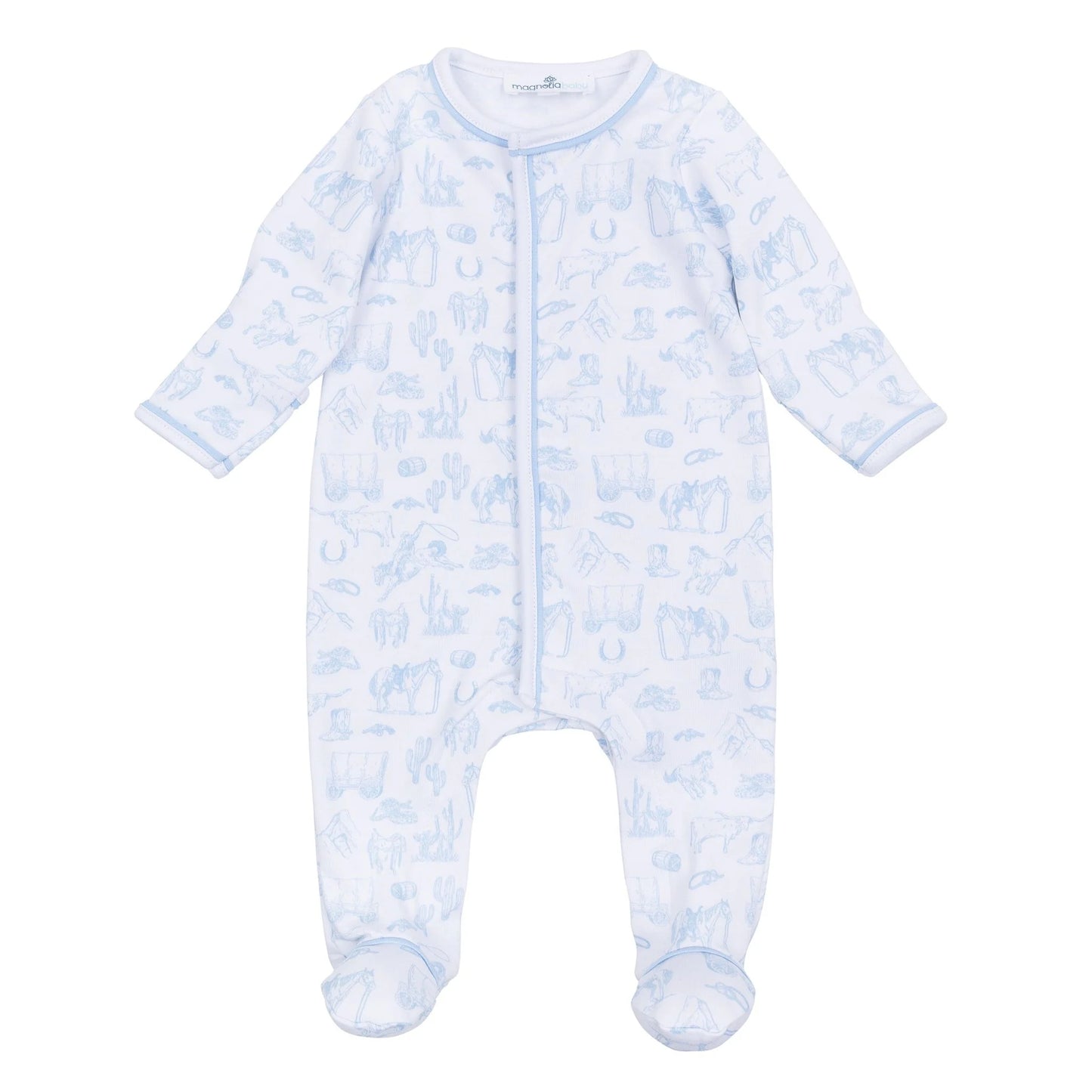 Footie, Wild West Toile, Light Blue